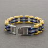 Stainless Steel Cycling Bracelet Men Geometric Design Titanium Plated Biker Wristband With Interlocking Ring Motif