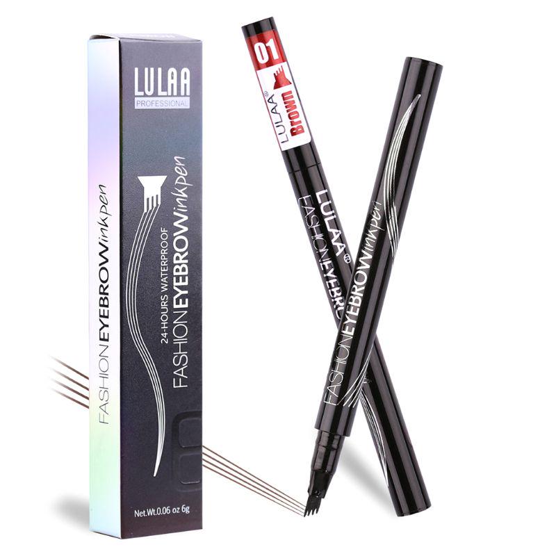 Waterproof Sweatproof Eyebrow Pen 4-Head Fork Tip Eye Brow Enhancer Long Lasting Eyebrow