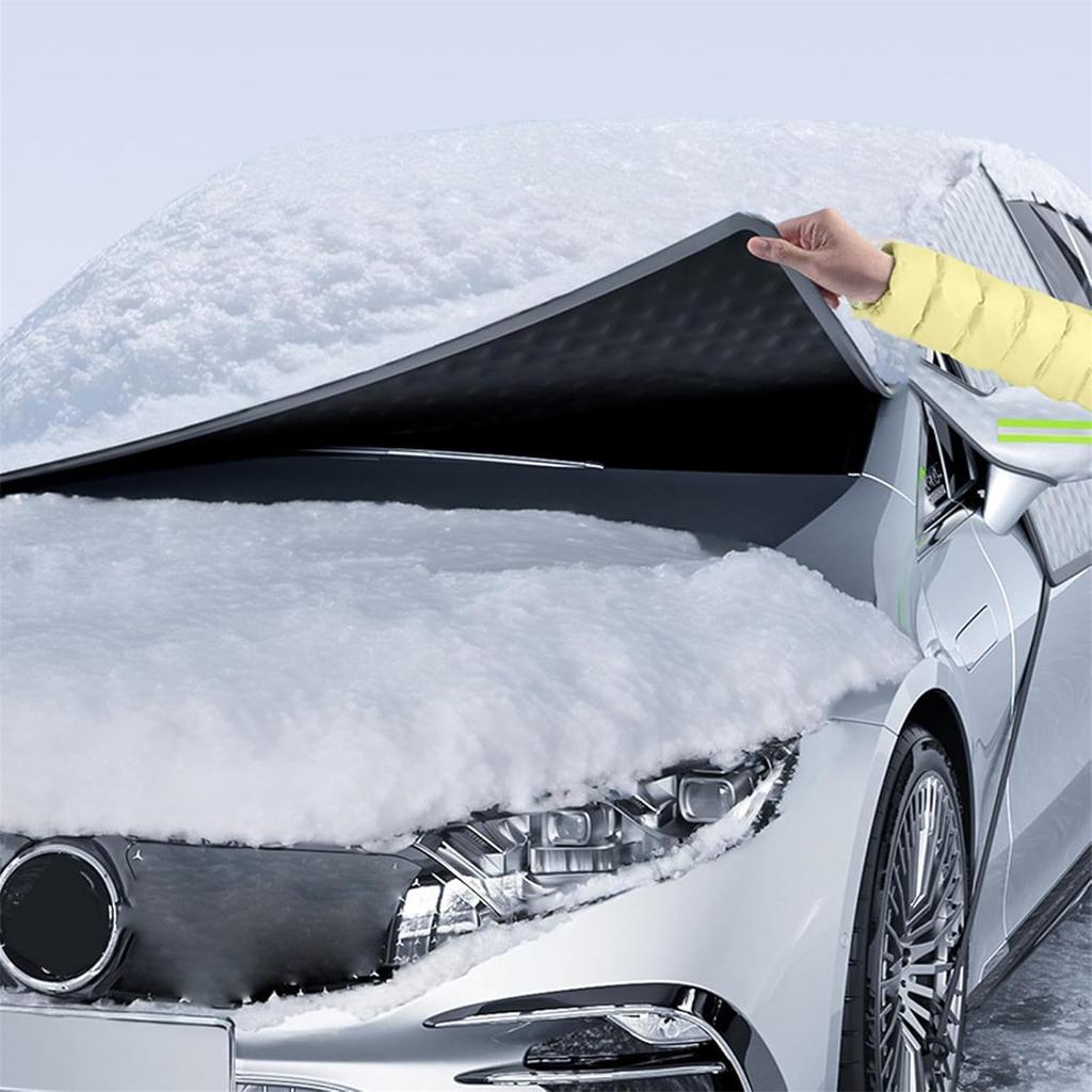 UGSHY Car Half Car Cover Sunshade, Windshield Hood Front Window All- Frostproof Car Cloth, Outdoor Foldable Protective Co