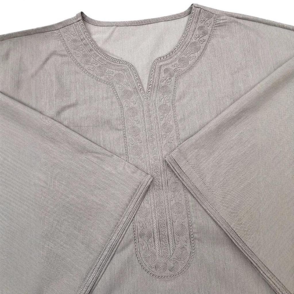 2025 Men's Middle Eastern Embroidered Mid-Sleeve Moroccan Robe