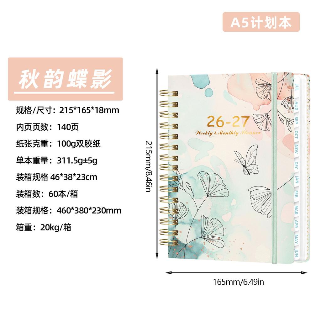 A5 Weekly Planner Spiral Bound Daily Schedule Notebook Journal Calendar