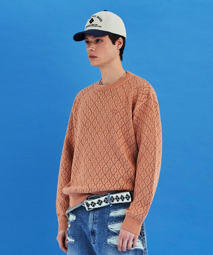 UNALLOYED Mesh Argyle Knit / Salmon