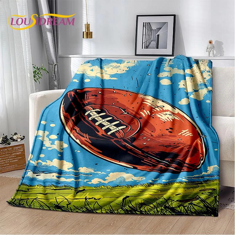 Rugby Field Rugby 2025 Style New American Football Cartoon Soft Blanket,Soft Throw Blanket for Home Bedroom Bed Sofa Travel Kids