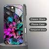 Colorful Hibiscus Leaves Pattern Tempered Glass Phone Case For iPhone 17 16 15 14 13 12 11 Pro Max 17 Air 7 8 Plus XR XS X Cover