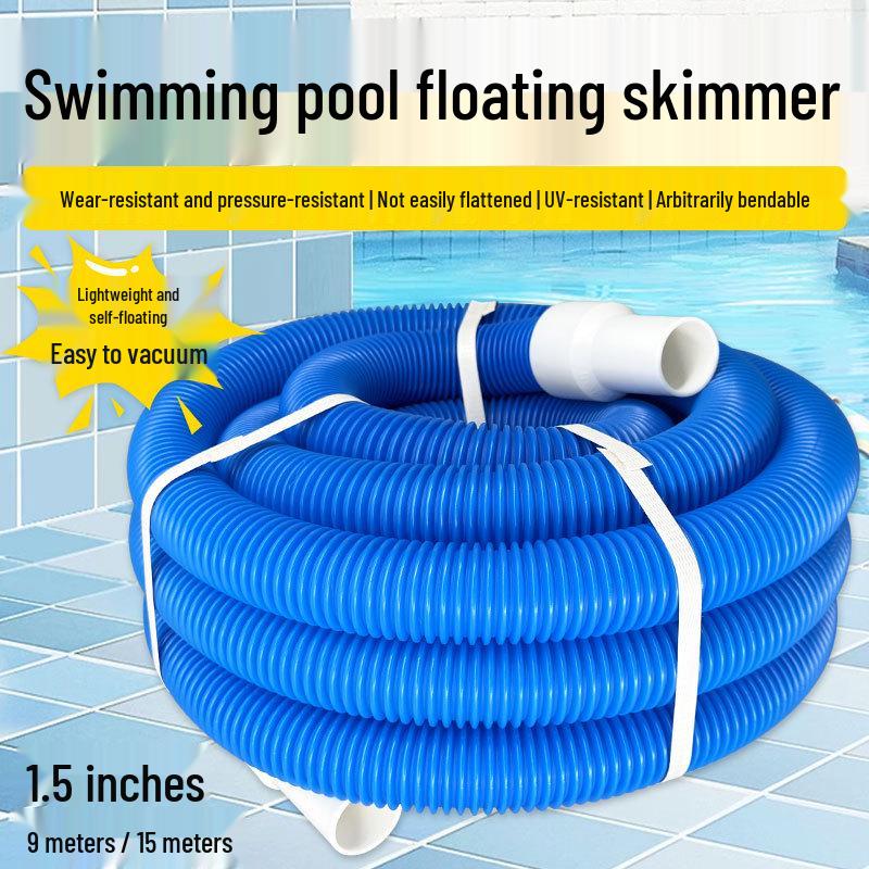 1.5" Skimmer Drain Pump Hose: Self-Floating, Soft Pool Vacuum & Cleaning Connector.