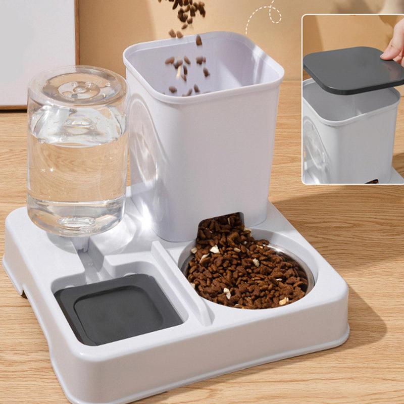 Automatic Cat Feeder And Waterer Dogs Cats Food Bowl With Water Fountain Pet Food Storage Dispenser Container Pet Accessories