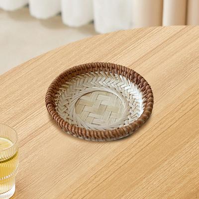 Bamboo Serving Tray Crafted Storage Basket Breakfast Dinner Rattan for