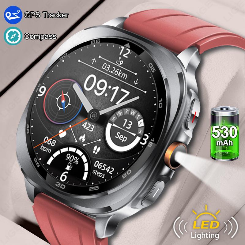 2025 New Military Bluetooth Call AMOLED Smart Watch Built-in GPS Compass Barometric Altimeter Waterproof Sports Smartwatches Men