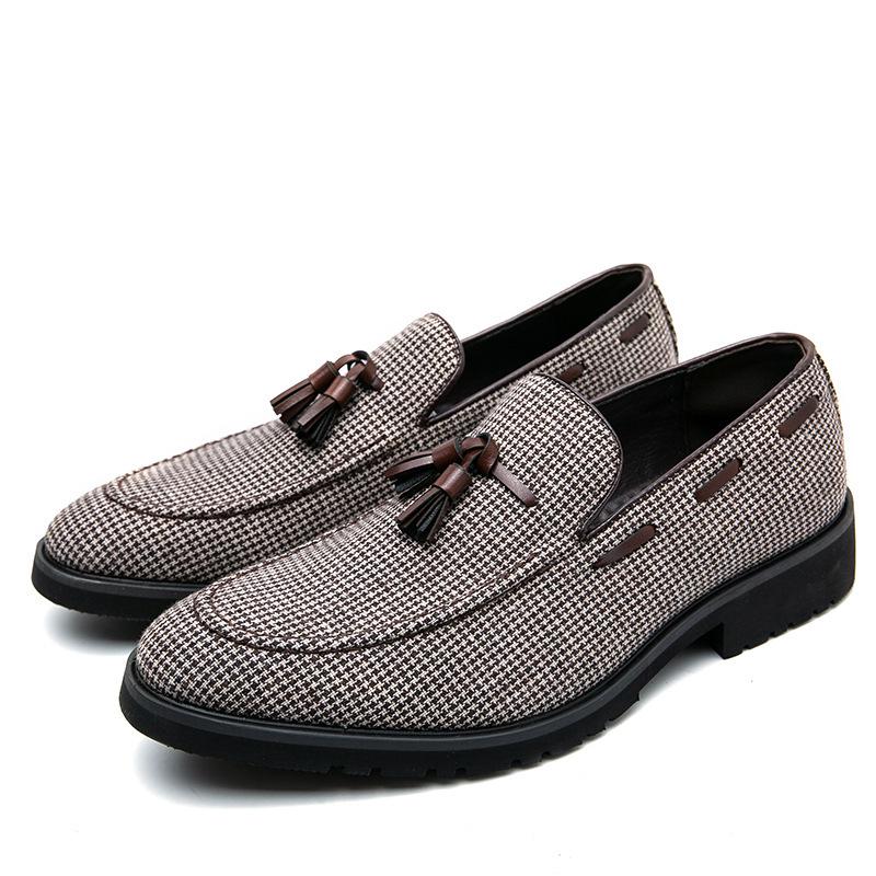Men s Large Size Leather Slip-on Loafers – Pointed Toe Business Shoes 40 коричневый