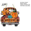 Orange Maple Leaf Ornament Hello Fall Wooden Hanging Sign, Retro Plaid Pickup Truck Ornaments, Wall Pendant Autumn Door Sign with Pumpkin And