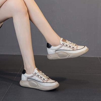 New Retro Shoes Women's Thick-soled Casual Single Shoes Lace-up Nurse Shoes