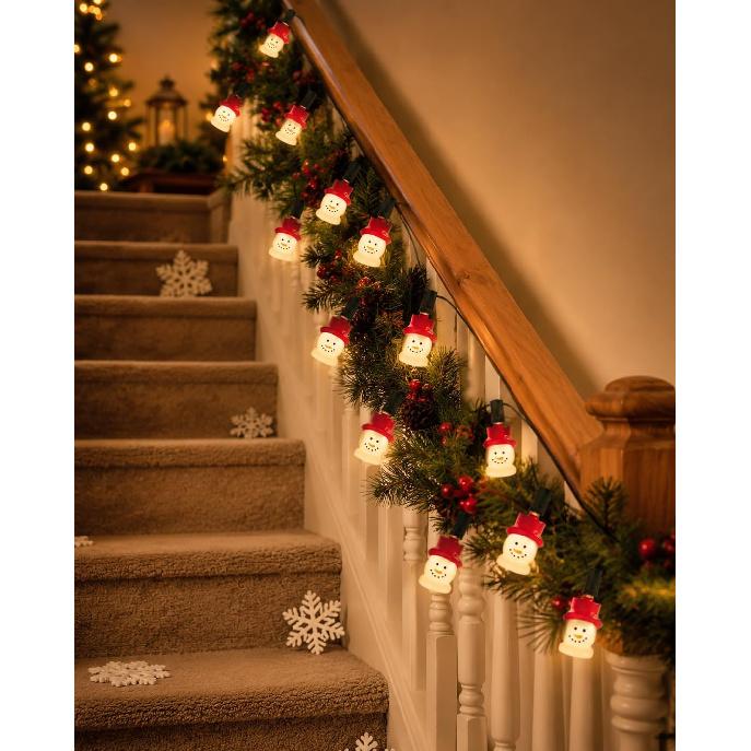10.5FT Christmas Snowman Lights, 10 Ultra Bright E12 Snowman Lights