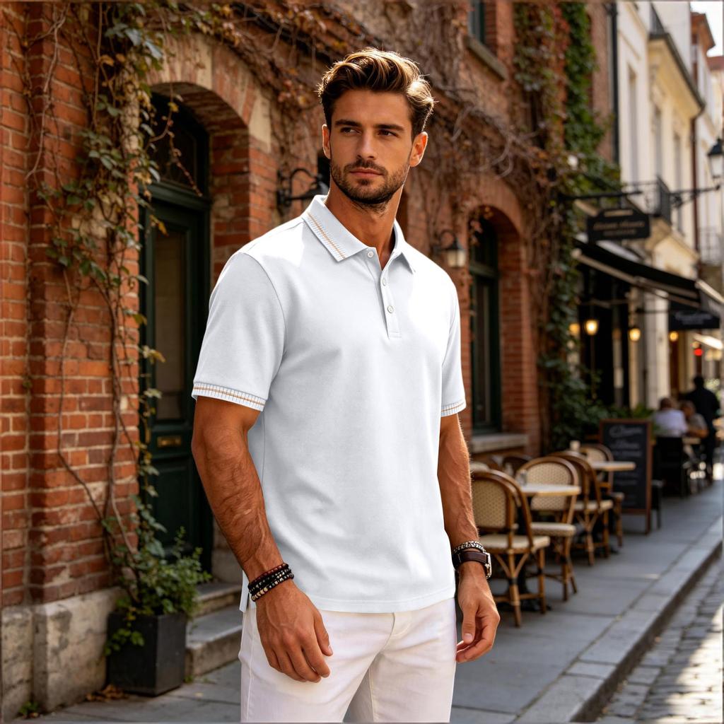 Men's Color Block Shirt Comfortable Short Sleeve Breathable Casual Versatile Top for Daily Outdoor Wear Work and