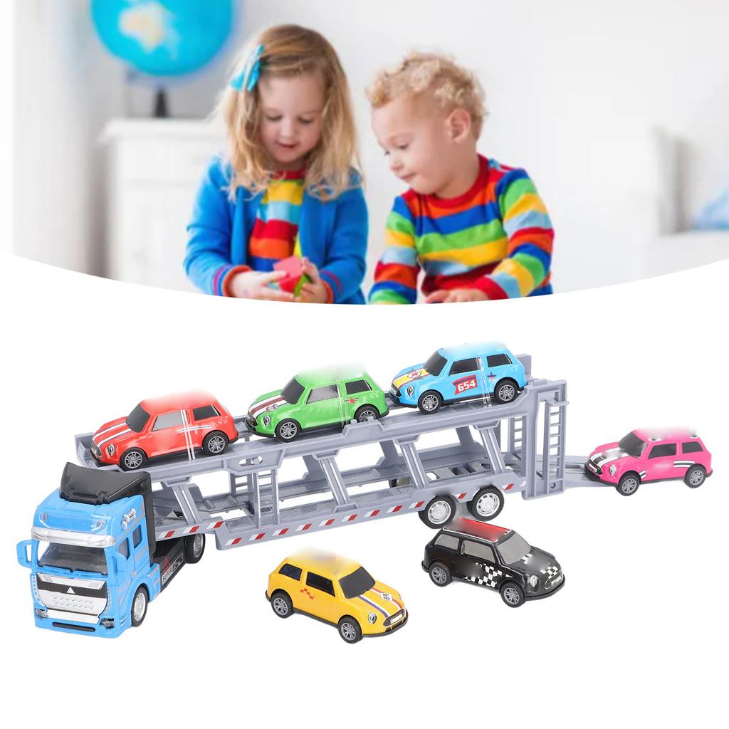 Transport Car Carrier Truck Toy with 6 Small Car for Kids Pull Back Detachable Interactive Toy Carrier Truck