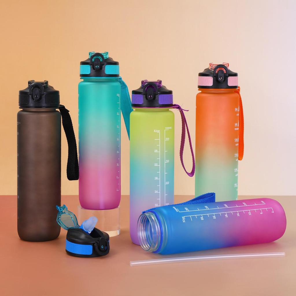 Gradient Color Leak-Proof Sports Water Bottle - Large Capacity, Portable, Pop-Up Lid for Outdoor and Office Use
