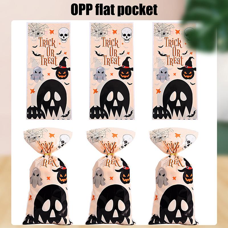 50Pcs Halloween Gift Bags Candy Cookie Packaging Bags Halloween Party Decor Supplies