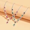 3 Pieces of Women Crystal Droplet Necklace Earrings Set for Wedding Evening Dress Accessories