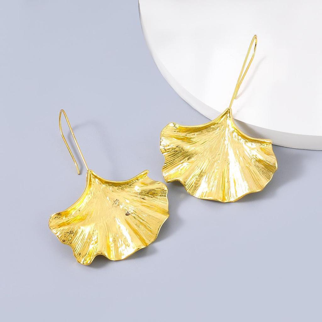 Ginkgo Leaf Alloy Ear Hook Earrings - Trendy European & American Retro Fashion for Women
