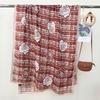 New Spring and Summer Plaid Rose Scarf Women's Thin Classic Camellia Breathable Shawl Travel Sun Protection