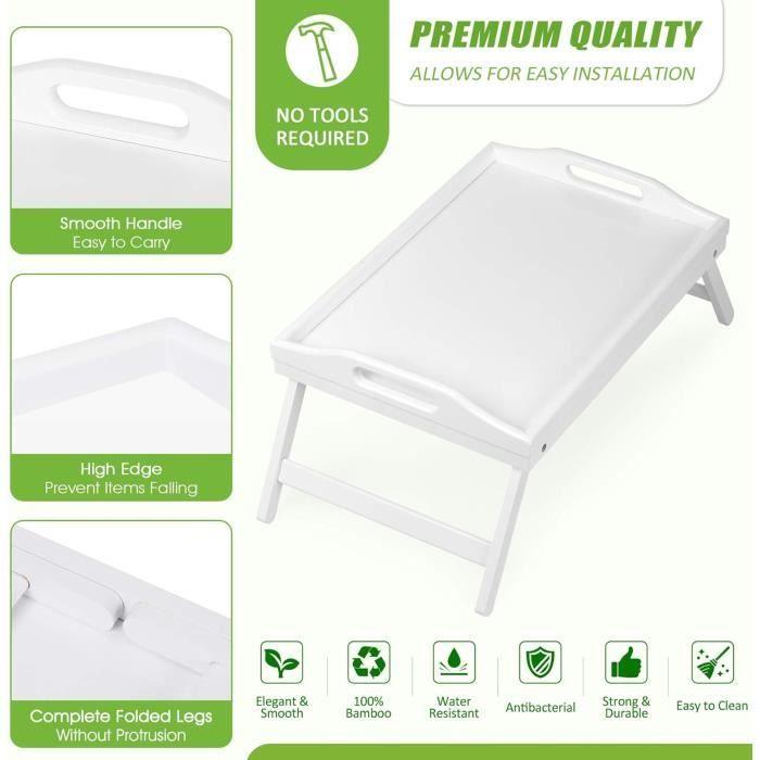 Plateau de petit-déjeuner - artmeer - bambou - portable - pliable - rectangulaire