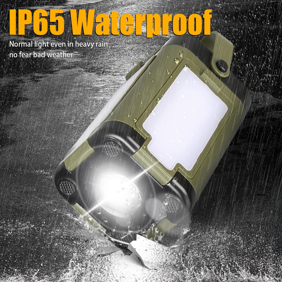 Solar rechargeable LED camping light, barbecue light, 4-leaf folding tent light, atmosphere light, outdoor emergency lighting flashlight