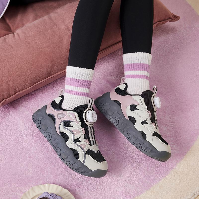 Anta Childrens Brownie Synthetic Leather Mesh Fashion Versatile Trendy Thick Sole Non-Slip Wear-Resistant Breathable Low-Top Casual Shoes A22538809