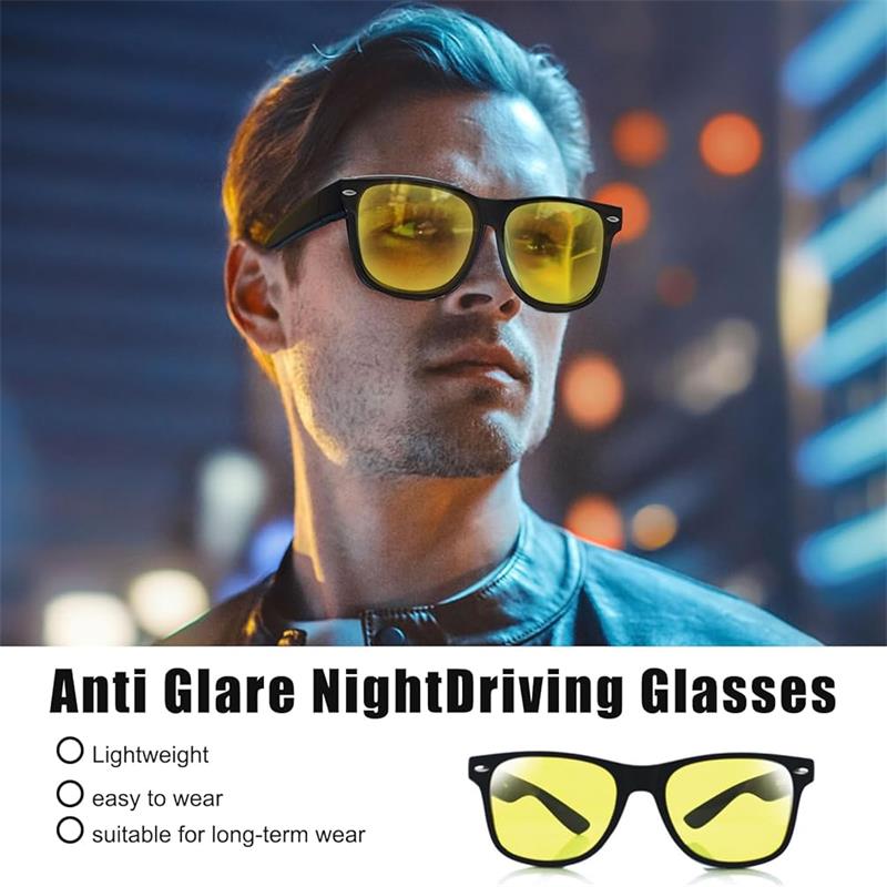 Night Driving Glasses Men Classic Square Sunglasses Uv400 Yellow Lens Sunglasses For Women Car Driving Goggles