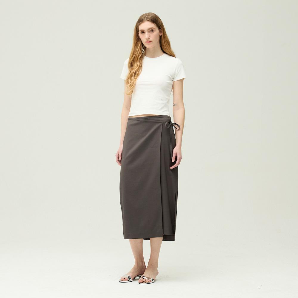 Ibiem Stretch Long Skirt With Overlay Detail Emq4Wsk010