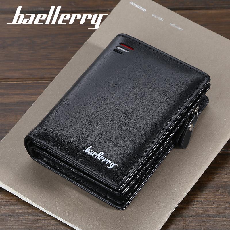 Baellerry Men's and Women's Zipper Short Wallet with Multiple Card Slots and Vertical Mini Coin Purse