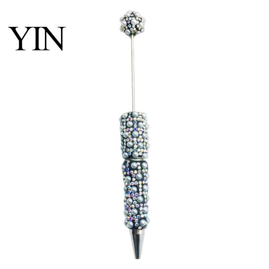 Luxury Faux Diamond Pen DIY Beadable Pen, Rhinestone Pearl Ballpoint Fancy Glitter Creative for Crafting, Student Stationery Office Writing
