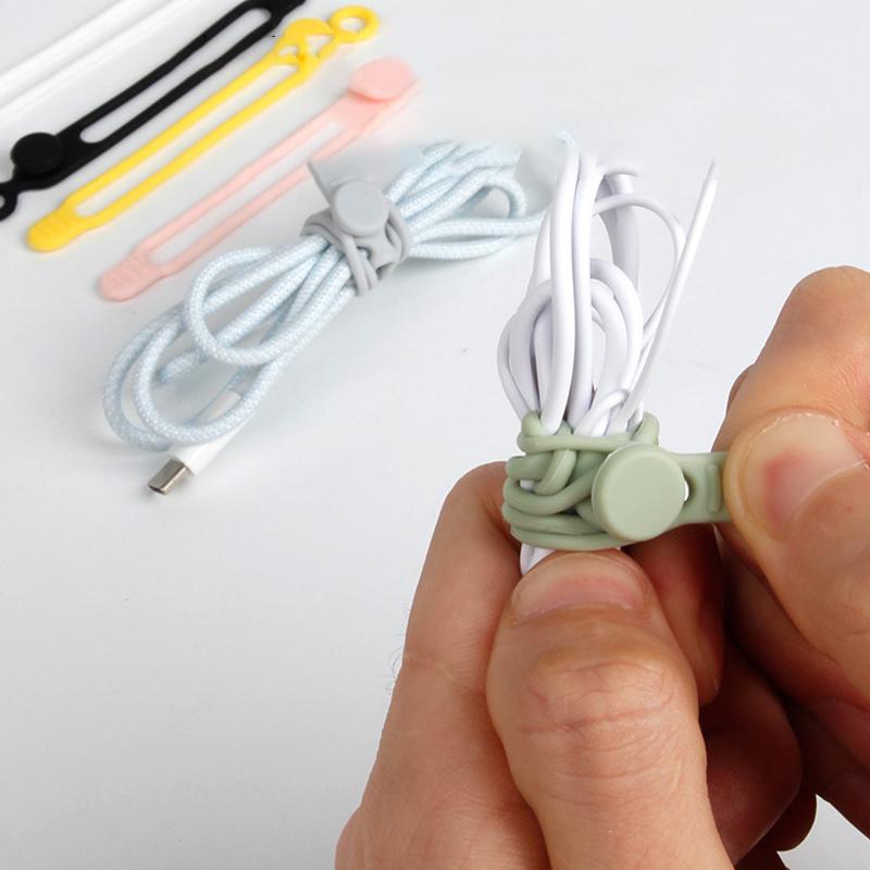 Adjustable Silicone Multi Purpose Cable Organizer Fastening Strap for Electronics TV Charging Cord Storage