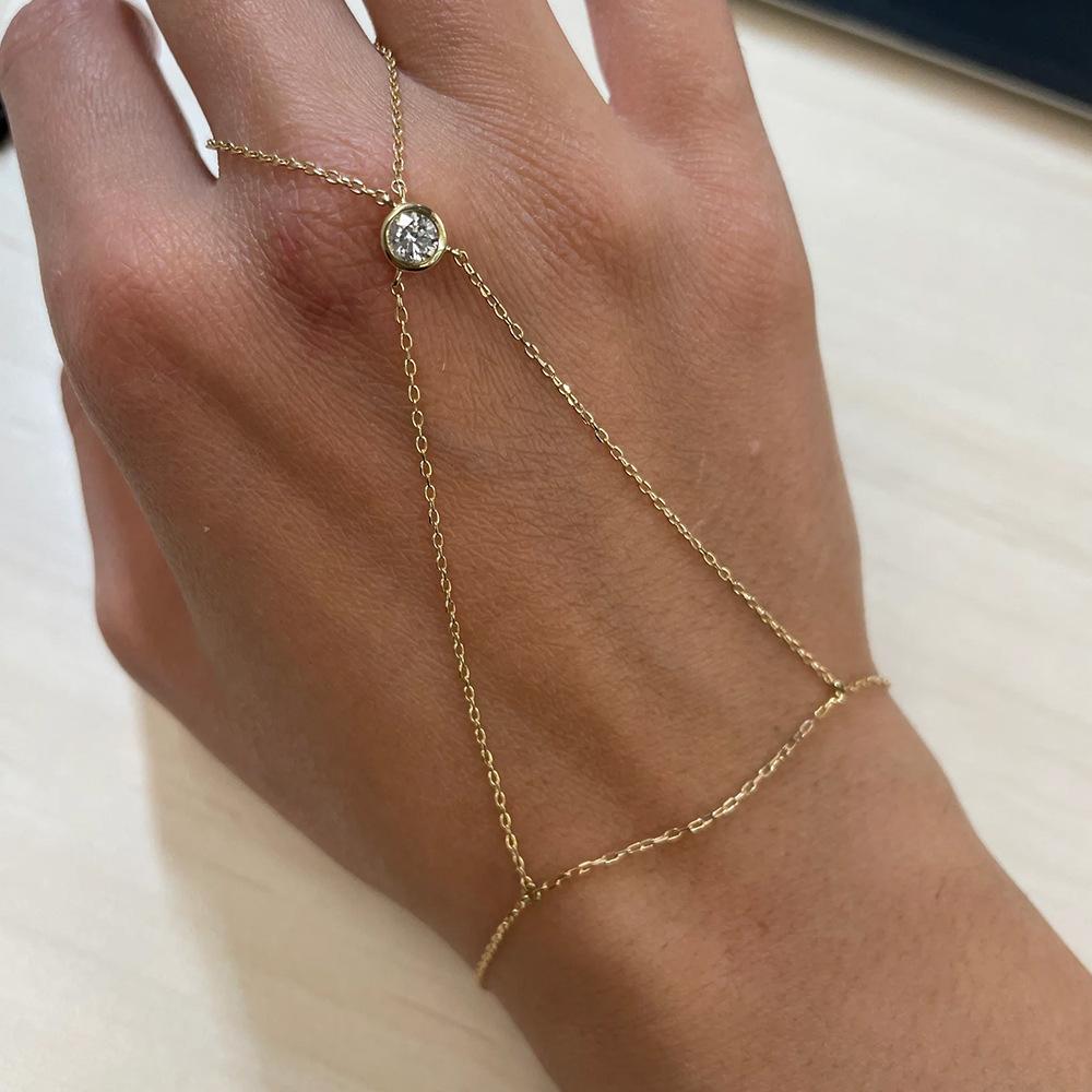 Gold Plated Luxury Zircon Finger Bracelets for Women Delicate Stainless Steel Hand Chain Bracelet 2025 Fashion Party Jewelry