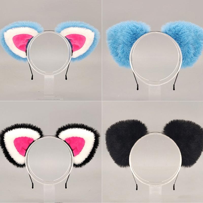 Handcraft Plush Tigers Ears Headband Faux Furs Tail for Halloween Cosplay Party Costume Accessories for Kids Adults