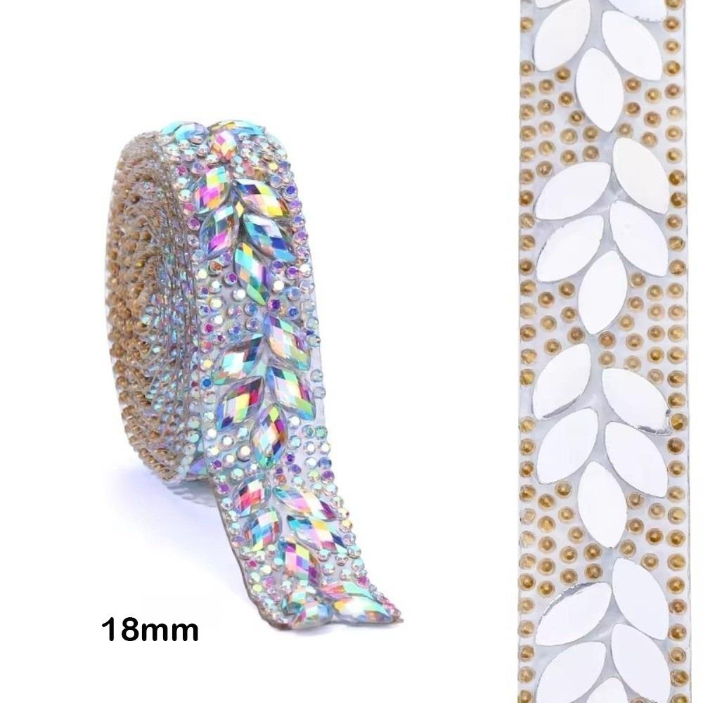 1Yard/90cm Self-Adhesive Rhinestone Trim Multi-color Crystal DIY Rhinestone Trimming Tape Iron On AB Color Crystal Tape