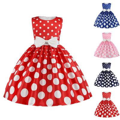 Vestido de princesa infantil retrô com bolinhas estampado vestido de festival anfitrião vestido infantil
