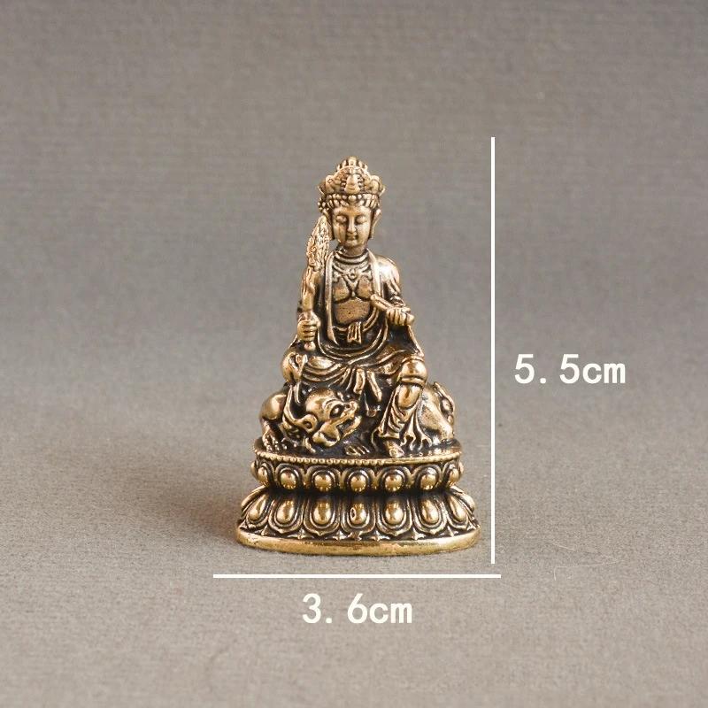 Brass Sakyamuni Figurines Miniatures Desktop Ornament Antique Copper Dharma Master Statue Decorations