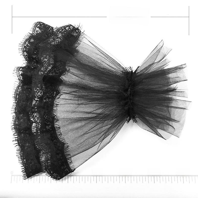 Lace Trumpet Sleeves Lolita Costume Gloves for Halloween Anime - Black Mesh