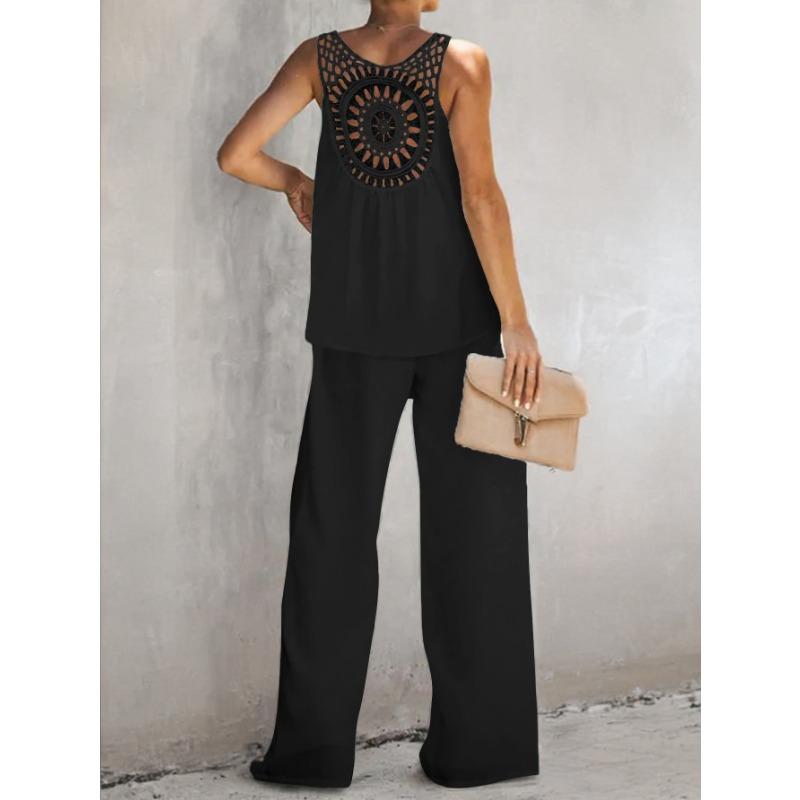 Women's Summer Casual Solid Color Vest Pant Suit