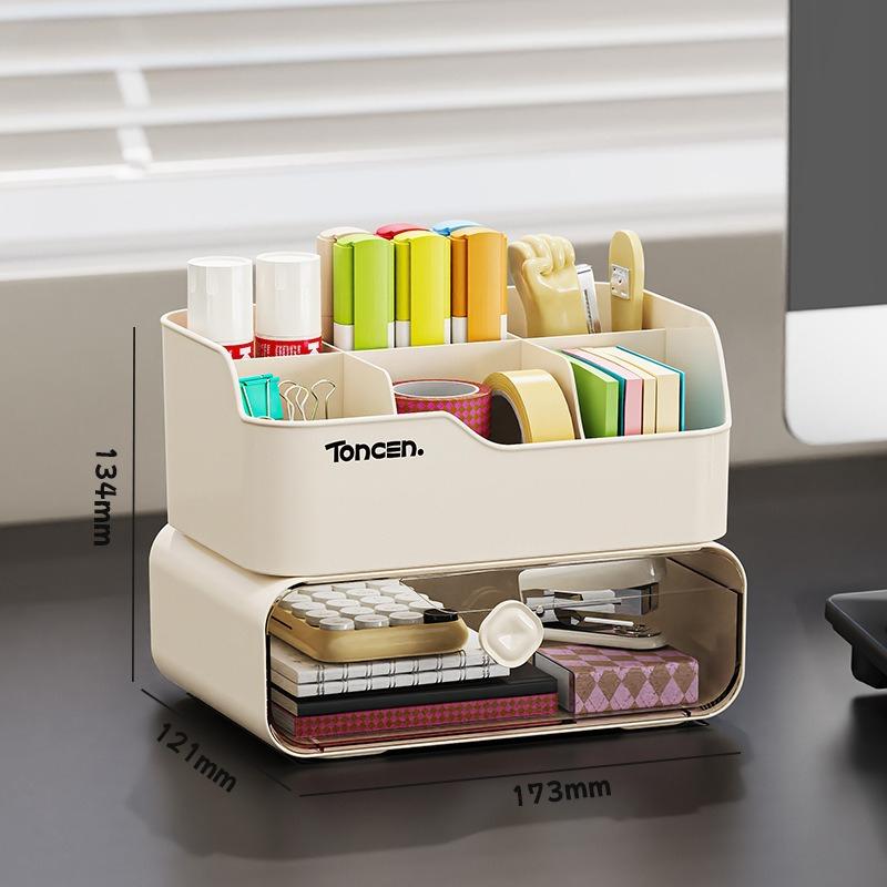 Drawer-style Desktop Storage Box Large Capacity Transparent Drawer Desk Stationery Cosmetics Office Storage Rack Stackable Boxes