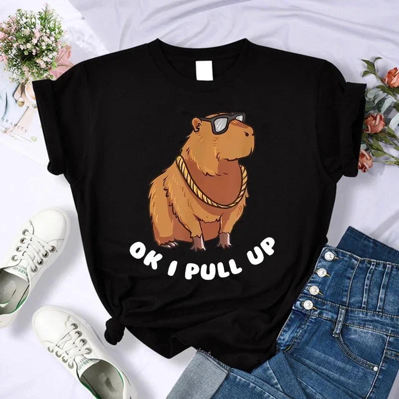 Cute Capybara Clothing T-Shirt Women Vintage Cartoon T Shirt Female Casual Anime Top Tees T Shirt Manga Women Graphic Tee Tops