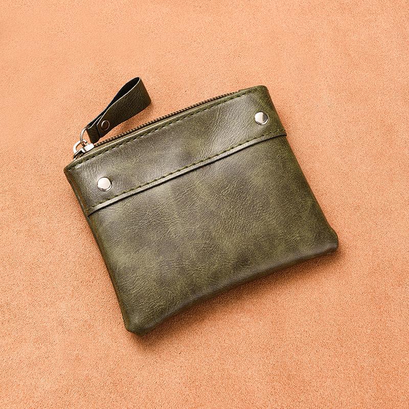 Bozuk Para Çantası Erkek Kısa Cüzdan İnce Düz Renk PU Bozuk Para Çantası Mini Fermuarlı Kart Bozuk Para Çantası