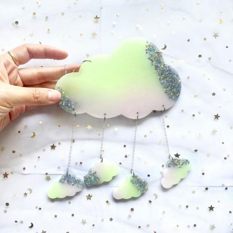 Cloud Combination Pendants Silicone Mold Door Hanging Plate Wall Decoration Crystal Epoxy Resin Mold for  Crafts