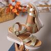 Fashion Women's Gold Cross Strap Wedges Sandals Summer Fashion Thick Bottom Beach Shoes Woman Buckle Strap Platform Sandalias Mujer 2025