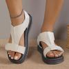 Thick-soled Large-size Hollow Sandals Casual Solid Color Velcro Fish Mouth Shoes Size 35-43