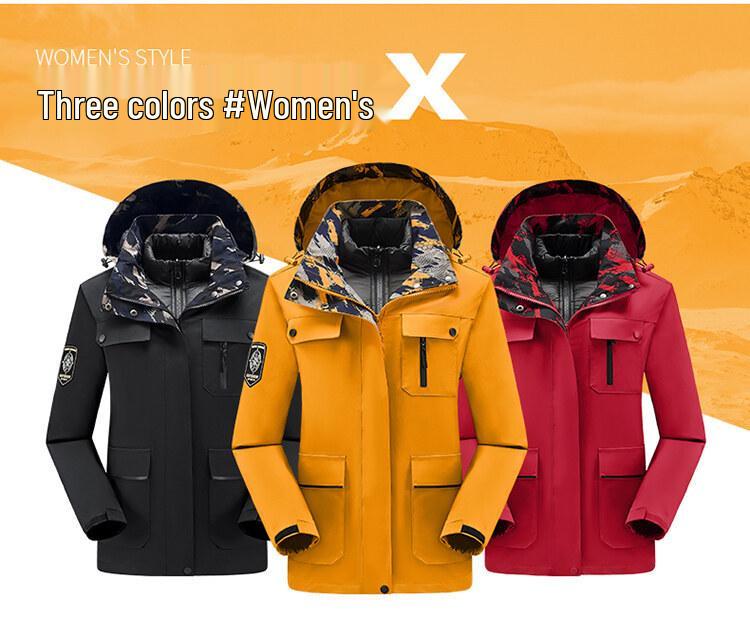 Two-Piece Waterproof Windproof Outdoor Couples Jacket with Cotton Padding