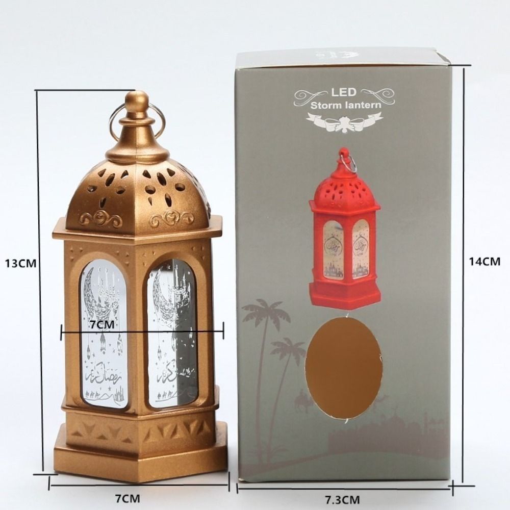 Moroccan Style EID Mubarak LED Light European Retro Minimalist Design LED Lantern Light Star Moon Shape Candlestick Lamp