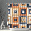 Bohemian Shower Curtain Waterproof Orange And Blue Stripe Lattice 3Dprint Cloth Bathroom Curtains Bath Screen Set Bathtub Decor