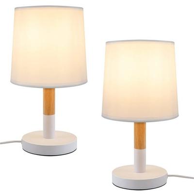 Bedside Lamp - NETTLIFE - E27 - Set of 2 - Solid Wood - Scandinavian Style