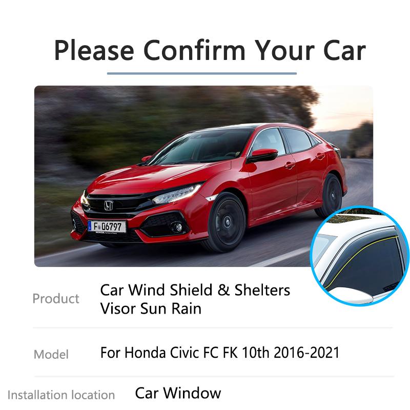 4x pentru Honda Civic FC FK 10th 2016 2017 2018 Hatchback Auto Geamuri solare Vizoare Deflectoare Protectoare Capac