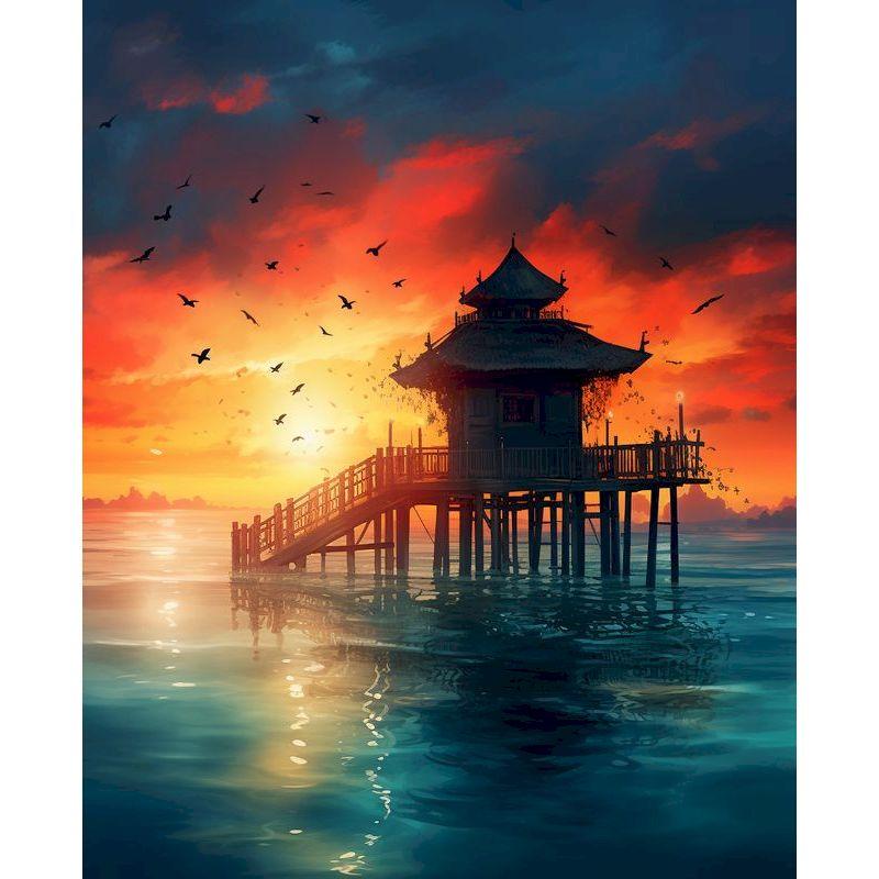 GATYZTORY 5D Diy Diamond Painting For Adults Kits Beach Sunset Landscape Mosaic Rhinestones Cross Stitch Full Round Drill Embroi